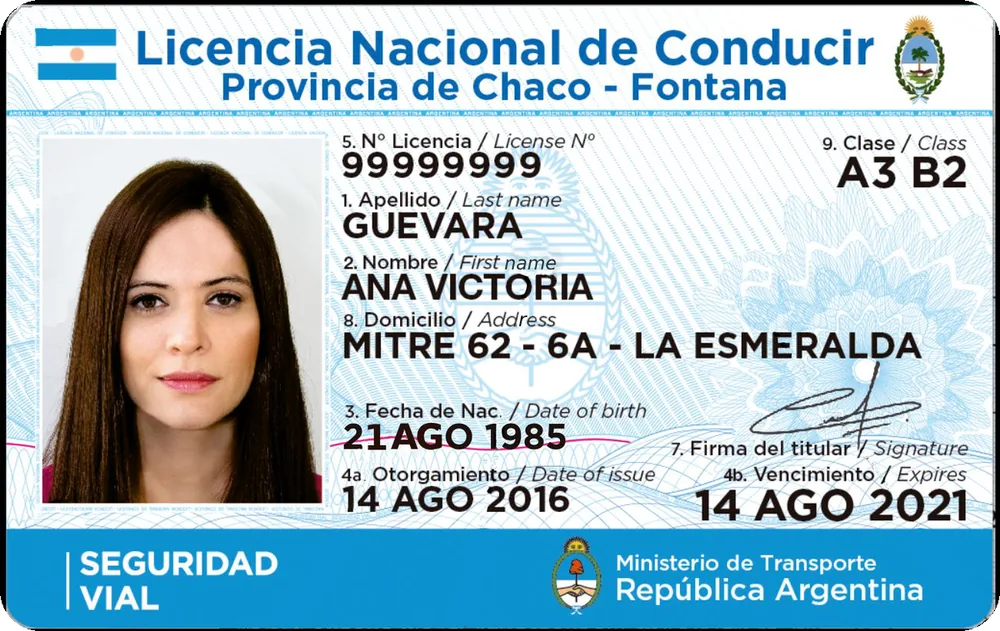 Carnet de Argentina con los datos tapados