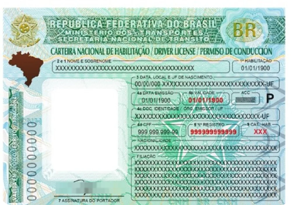 Carnet de Brasil con los datos tapados