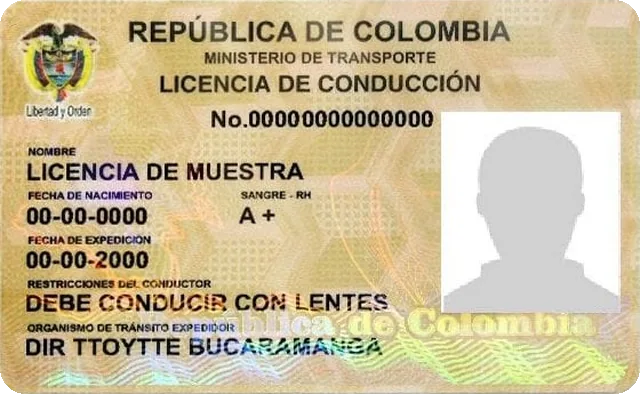 Carnet de Colombia con los datos tapados
