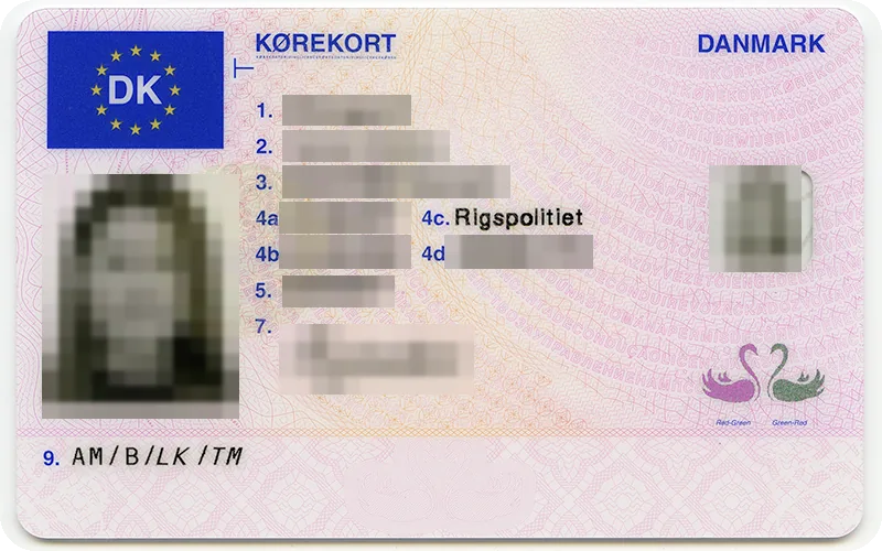 Carnet de Dinamarca con los datos tapados