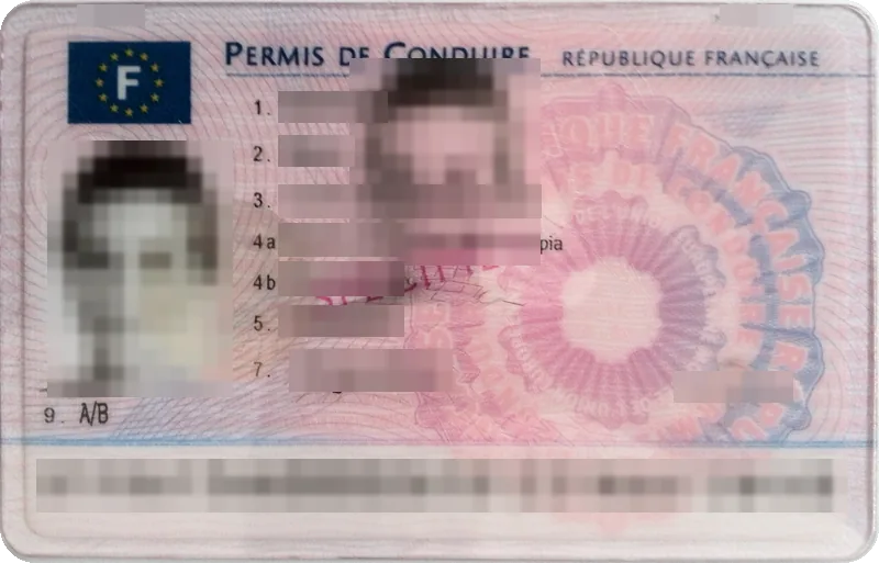 Carnet de Francia con los datos tapados