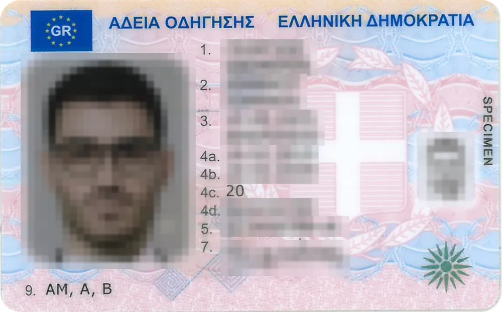 Carnet de Grecia con los datos tapados