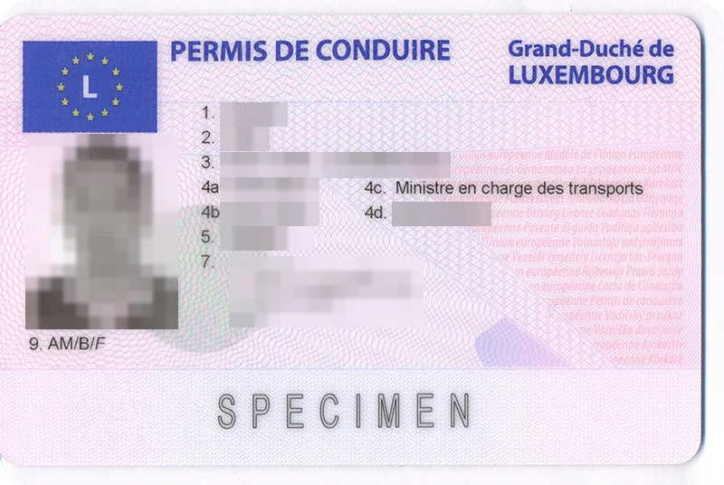 Carnet de Luxemburgo con los datos tapados