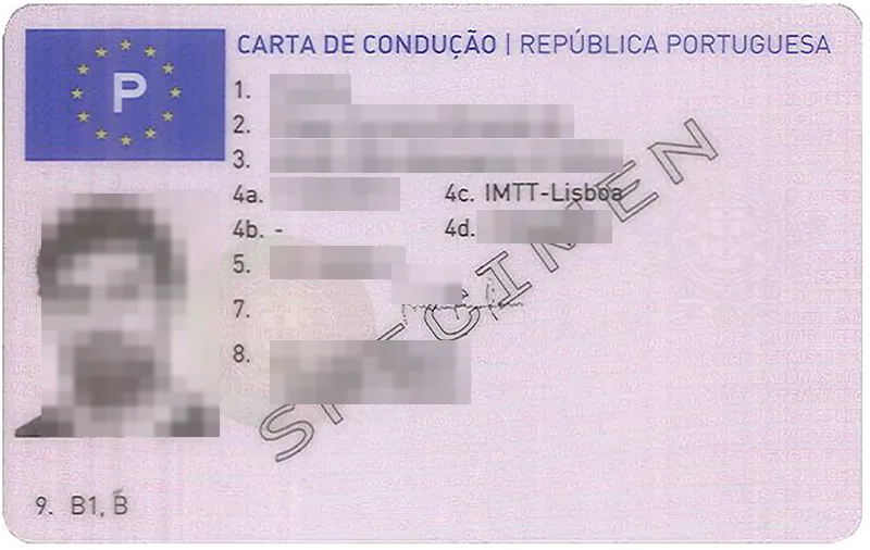 Carnet de Portugal con los datos tapados