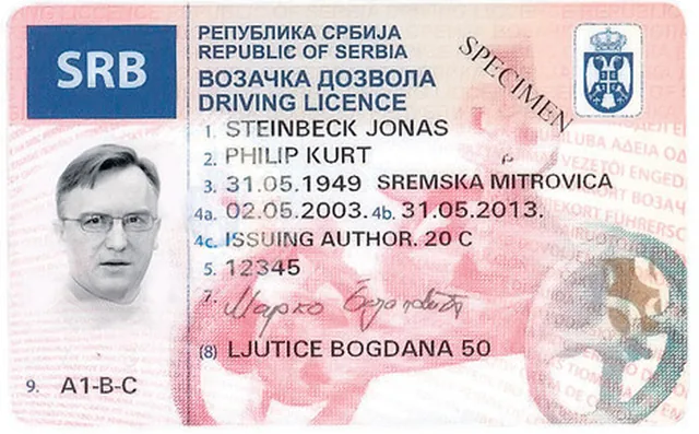 Carnet de Serbia con los datos tapados