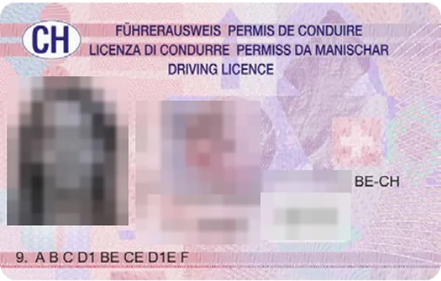 Carnet de Suiza con los datos tapados