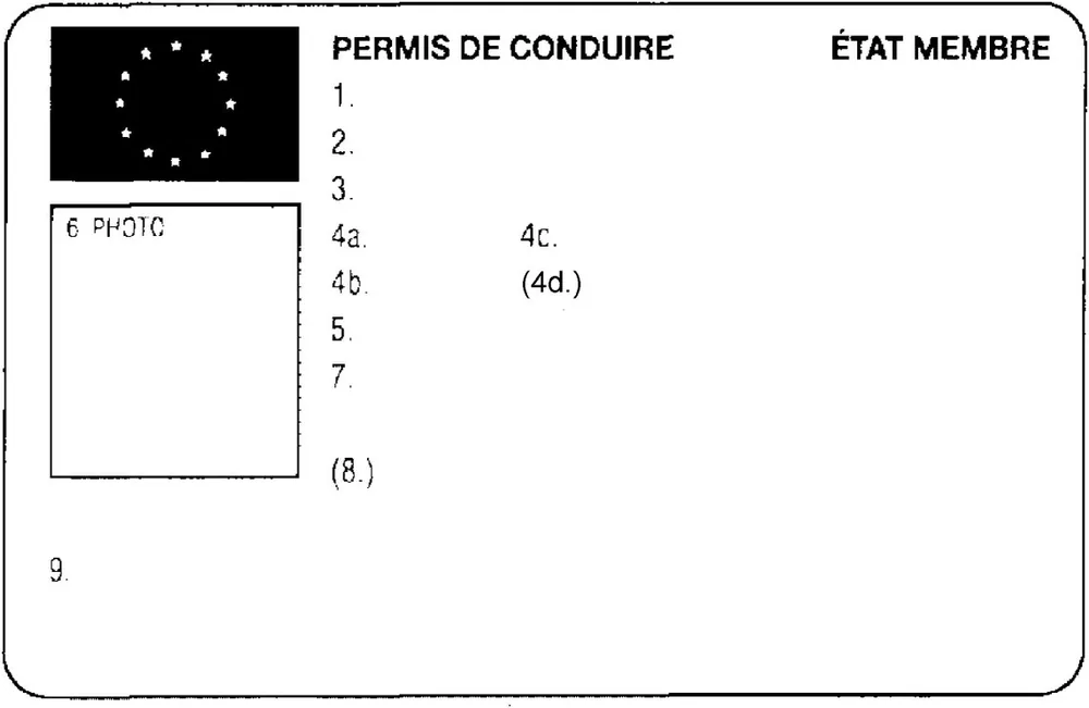 permiso de conducción de la UE (modelo comunitario de la Directiva 2006/126/CE) con los datos personales tapados